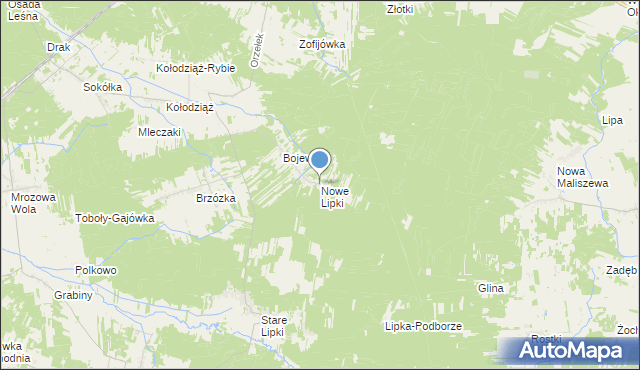 mapa Nowe Lipki, Nowe Lipki gmina Stoczek na mapie Targeo